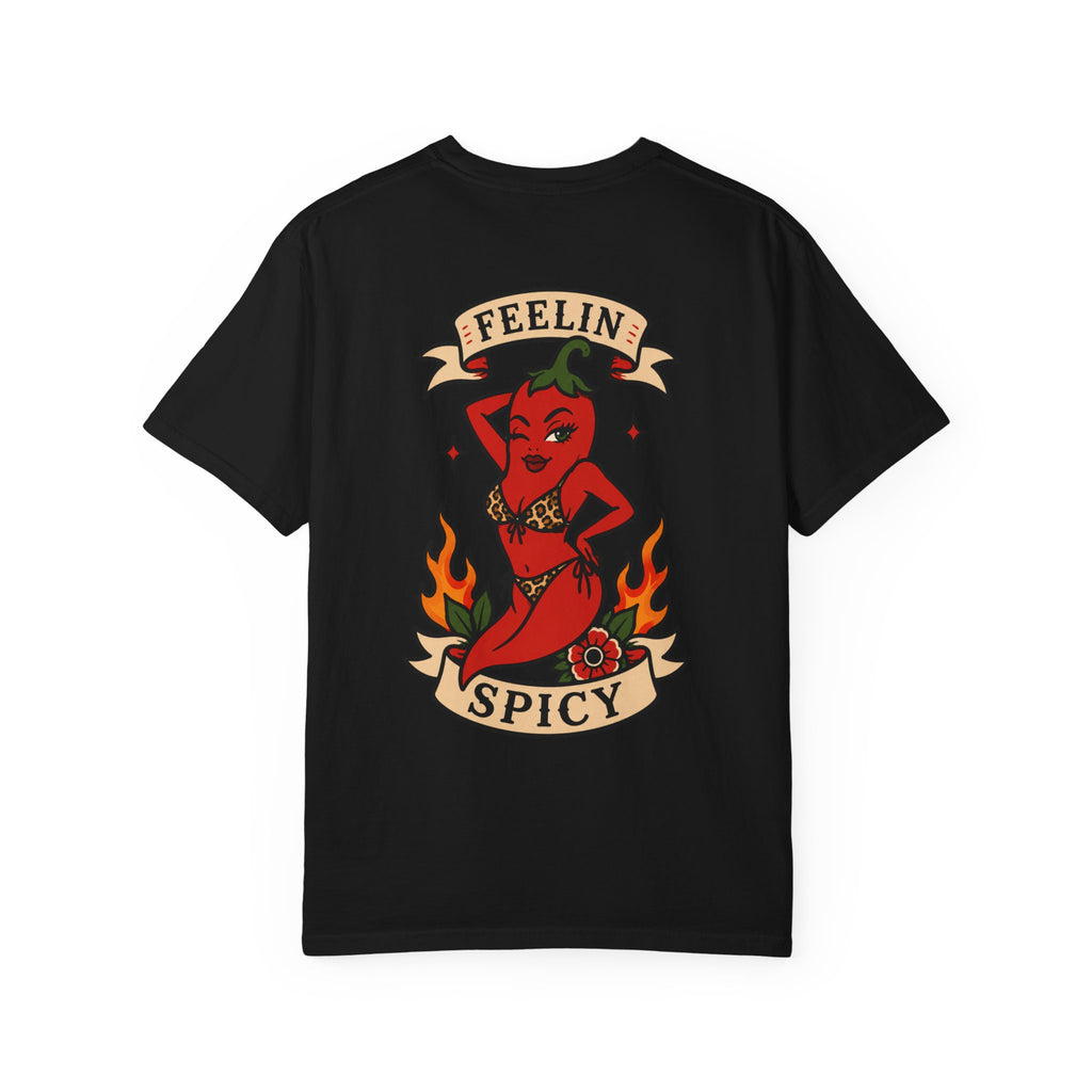 Feelin' Spicy T-Shirt — Retro Pinup Chili Pepper Graphic