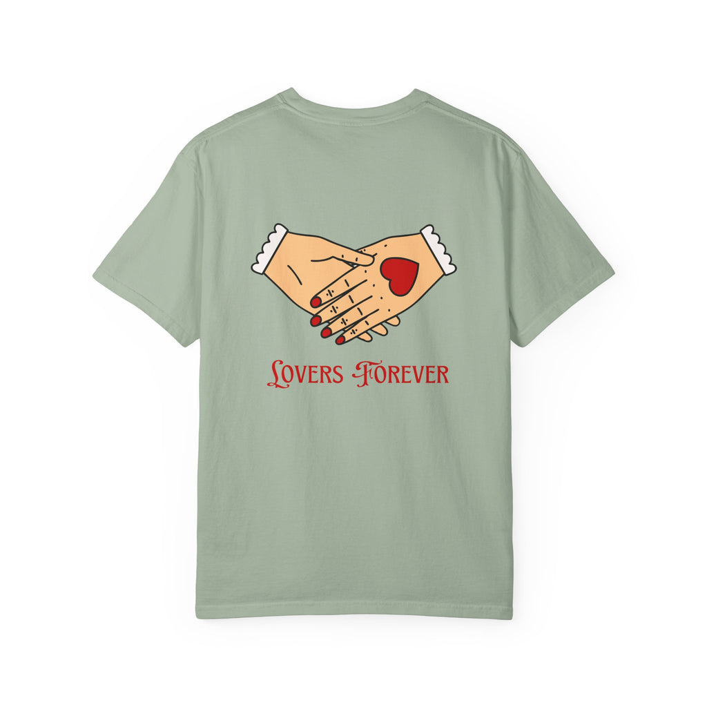 Lovers Forever Graphic Tee — Vintage Handshake Heart T-Shirt