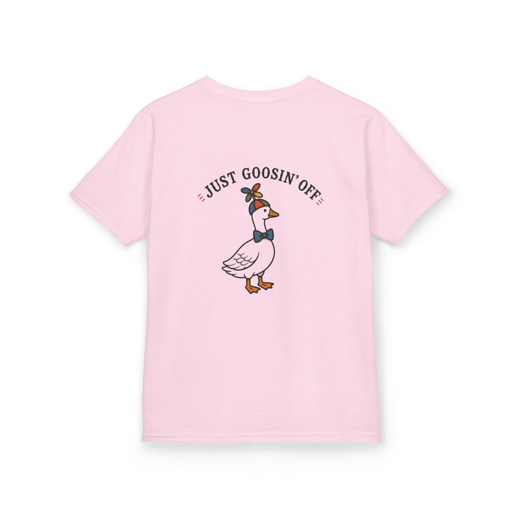 Kids Tee — 'Just Goosin' Off' Cute Goose Graphic Shirt